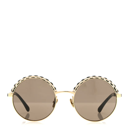 Chanel Metal Calfskin Round Chain Sunglasses 4265-Q Black 2 of 7