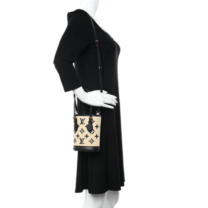 Louis Vuitton Cotton Calfskin Monogram Nano Bucket Bag Black 2 of 11