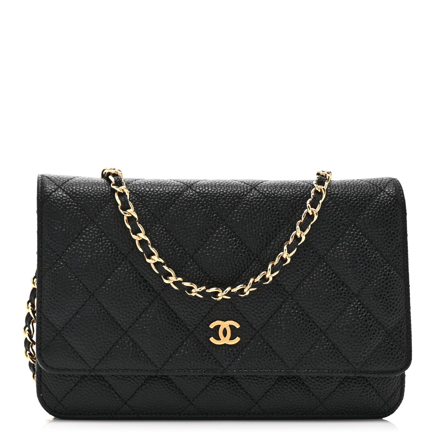Caviar Quilted Wallet on Chain WOC Black