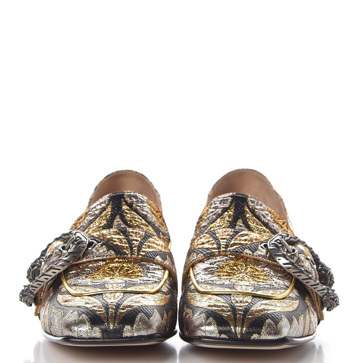 Brocade Floral Jacquard Dionysus Loafers 39.5 Black
