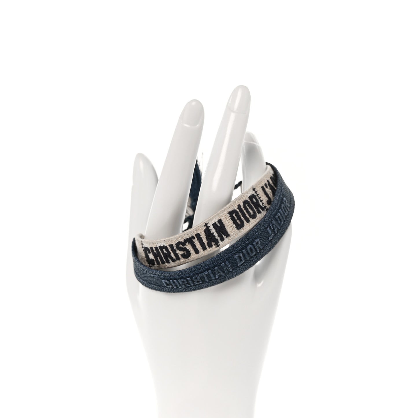 Woven Cotton J'Adior Friendship Bracelet Set Denim Blue Beige