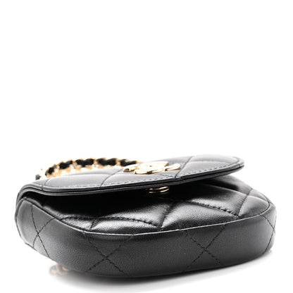 Chanel Lambskin Quilted Pearl Top Handle Clutch With Chain Black 4 of 11