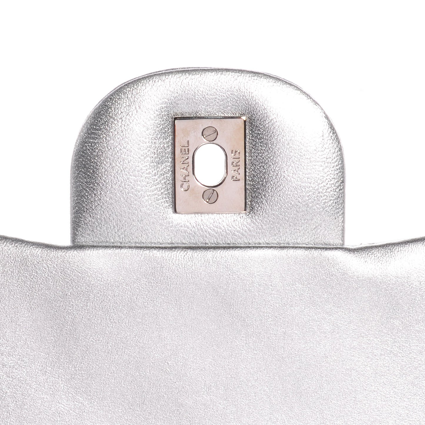 Metallic Lambskin Quilted Jumbo Single Flap Silver