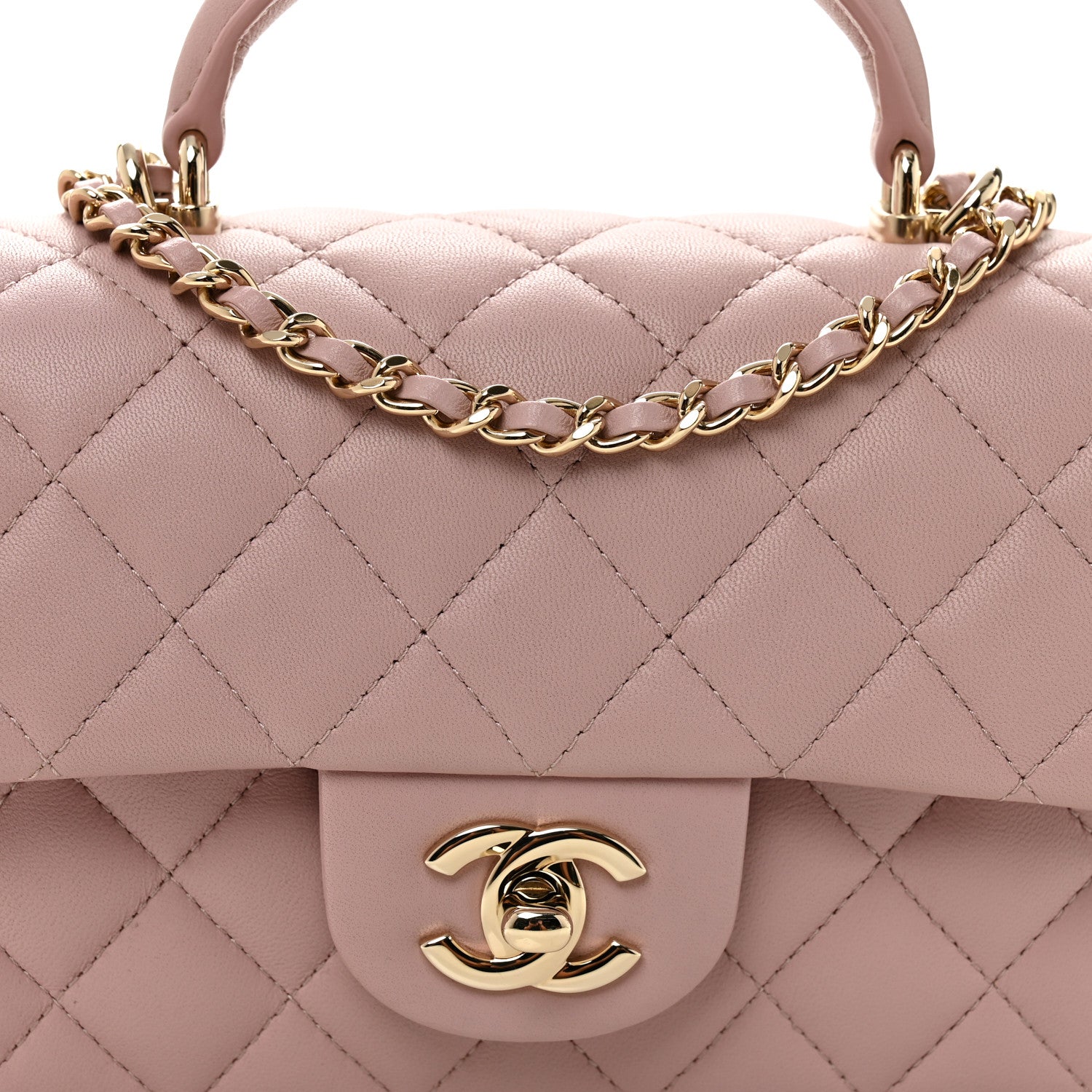 Chanel Lambskin Quilted Mini Top Handle Rectangular Flap Light Pink 8 of 10