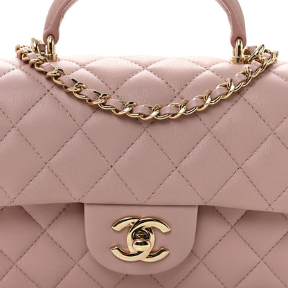 Chanel Lambskin Quilted Mini Top Handle Rectangular Flap Light Pink 8 of 10