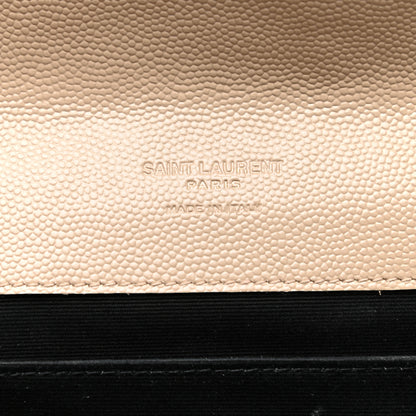 Saint Laurent Grain De Poudre Matelasse Chevron Monogram Envelope Clutch Dark Beige 6 of 7