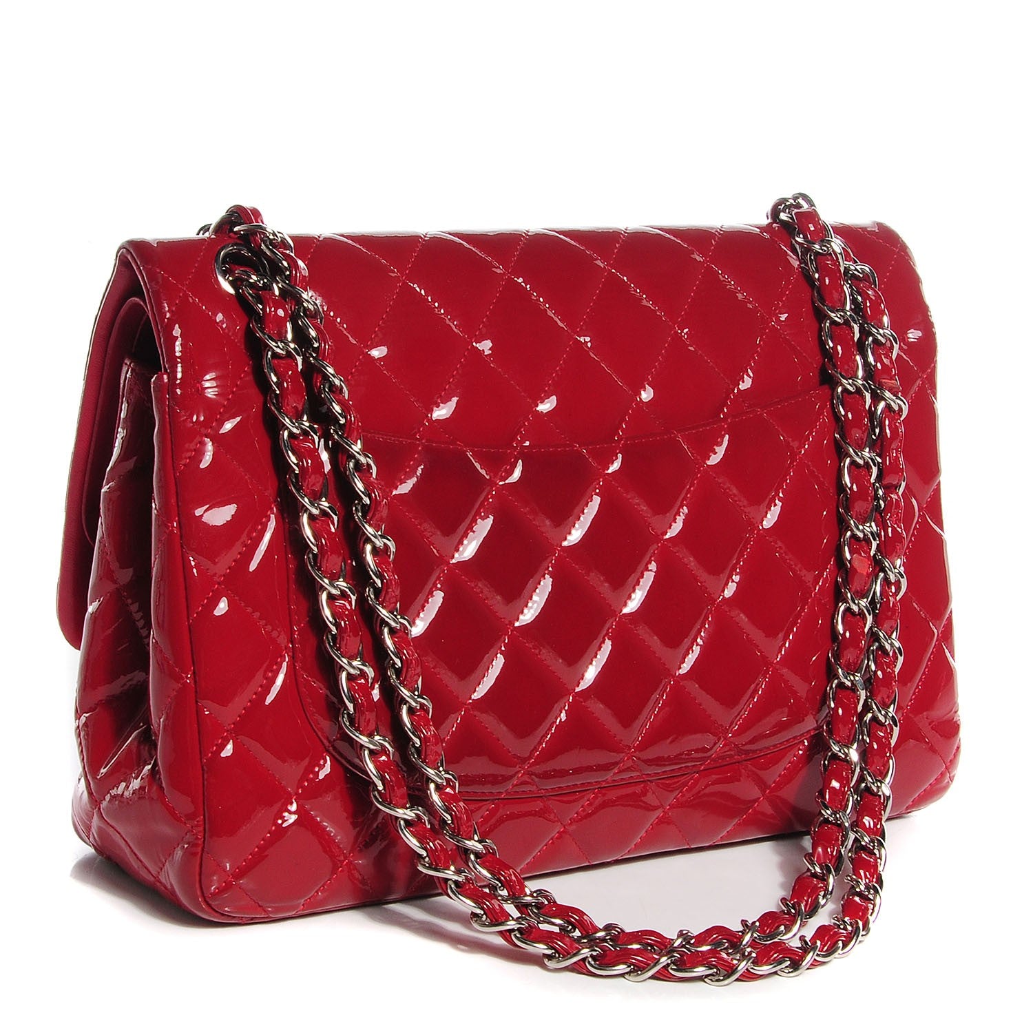 Chanel Patent Quilted Jumbo Double Flap Dark Red 3 of 9