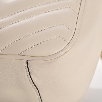 Gucci Calfskin Matelasse Medium GG Marmont Chain Shoulder Bag Mystic White 9 of 11