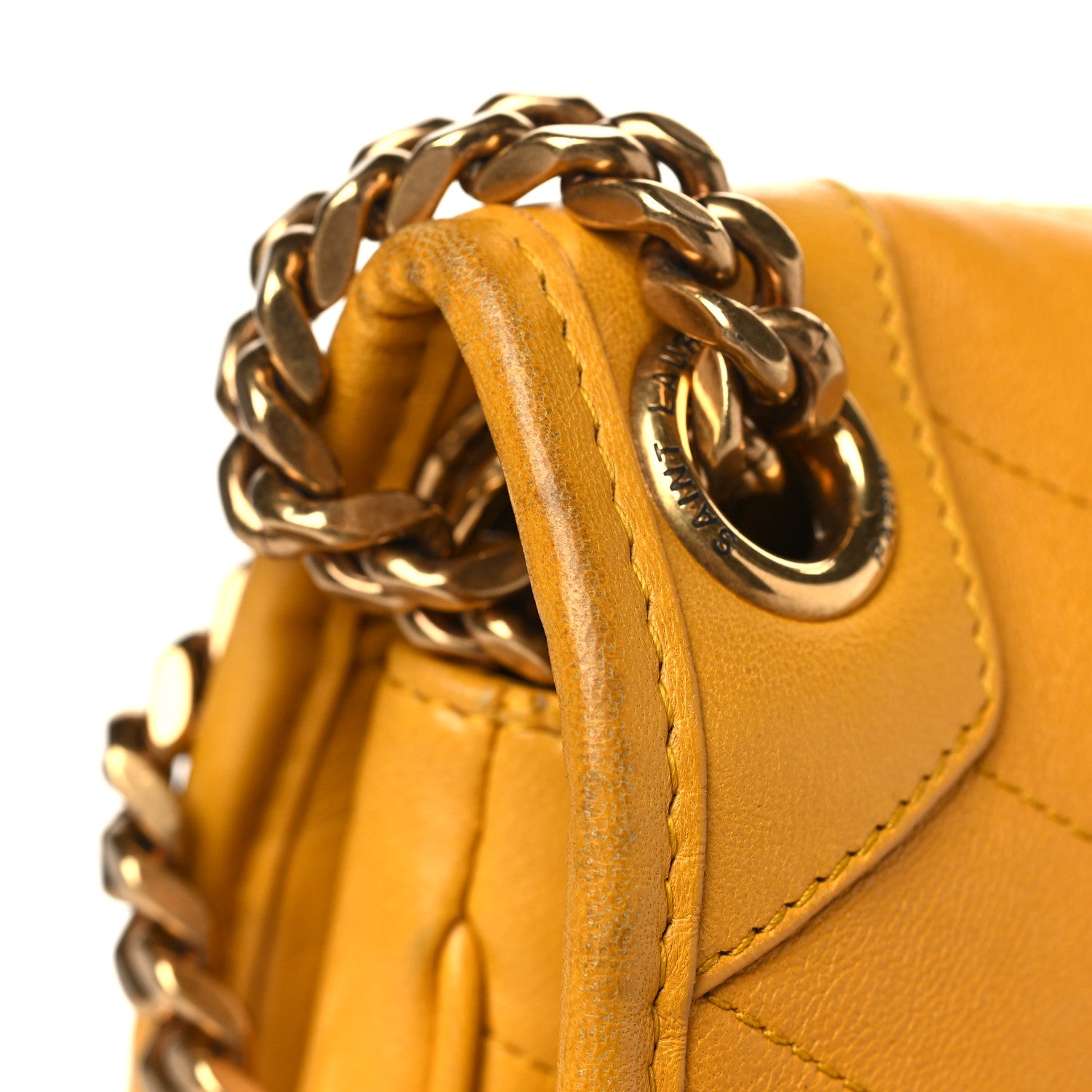 Saint Laurent Lambskin Matelasse Monogram Medium Niki Chain Satchel Yellow 11 of 14