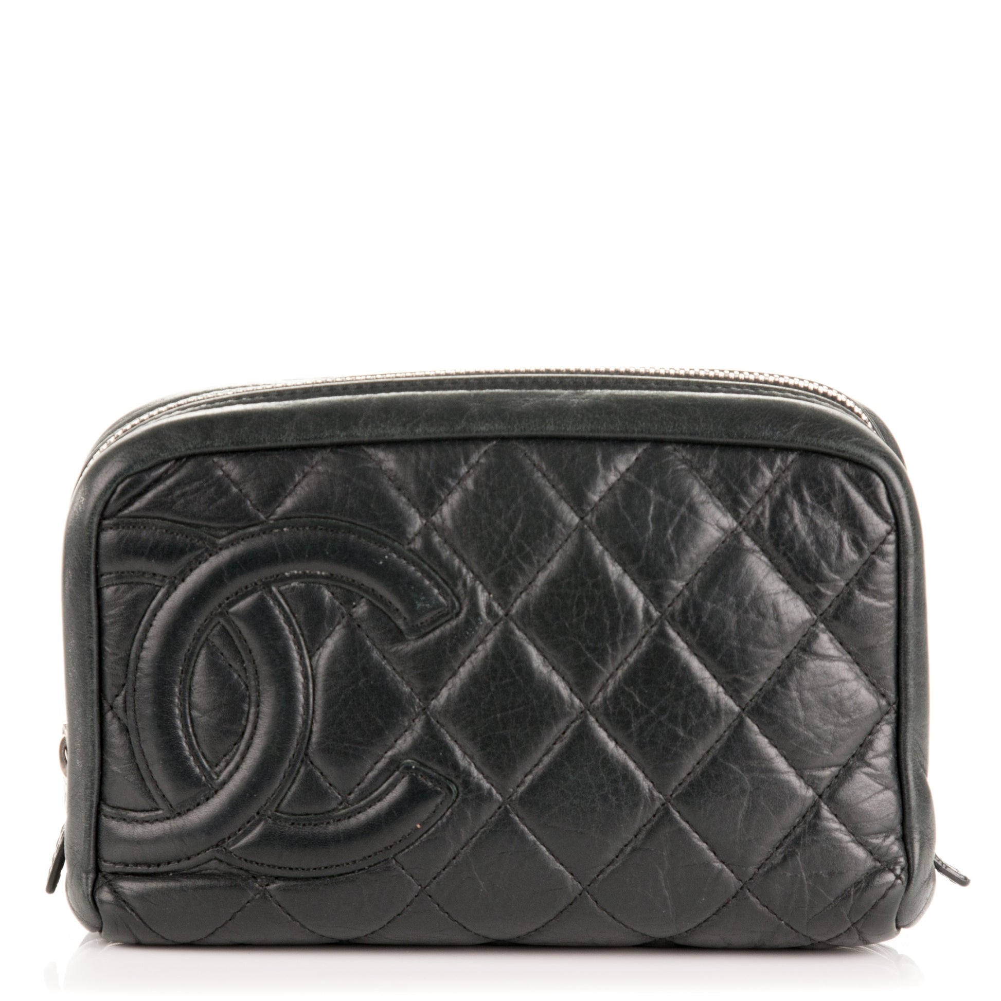 Chanel Aged Calfskin Quilted Cambon Cosmetic Case Black 1 of 6
