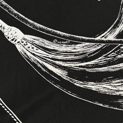 Hermes Silk Projets Carres Scarf 90 Black White 5 of 7