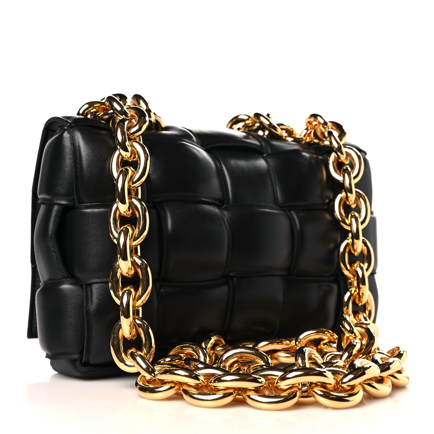 Bottega Veneta Lambskin Maxi Intreccio Padded Chain Cassette Crossbody Bag Black 3 of 9
