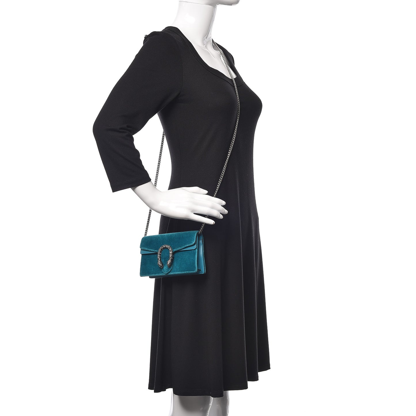 Velvet Super Mini Dionysus Shoulder Bag Pavone Cyan