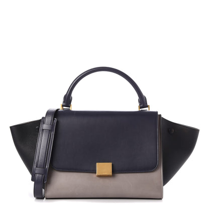 Celine Sleek Calfskin Small Tri-Color Trapeze Dark Blue 1 of 7
