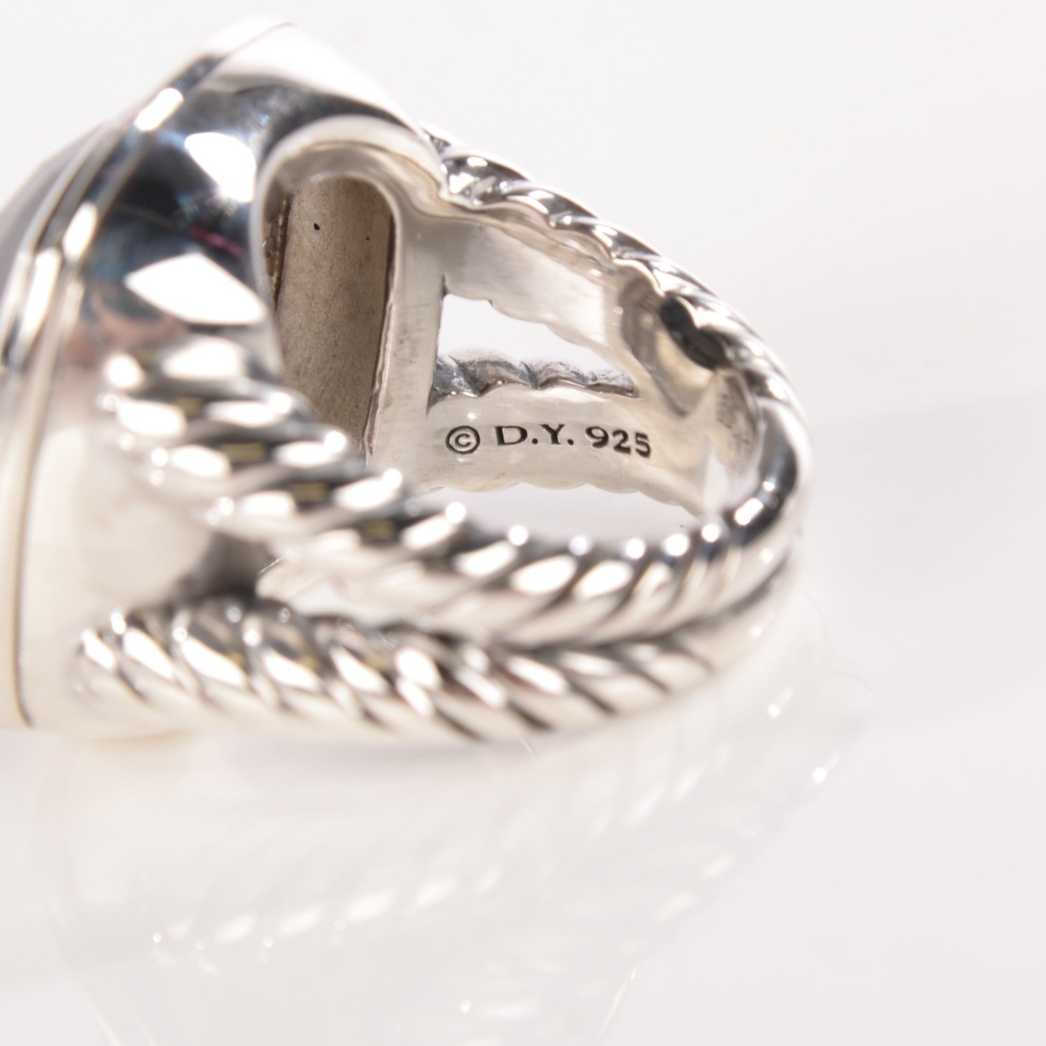 David Yurman Sterling Silver Diamond Black Onyx 17mm Albion Ring 52 6 4 of 4