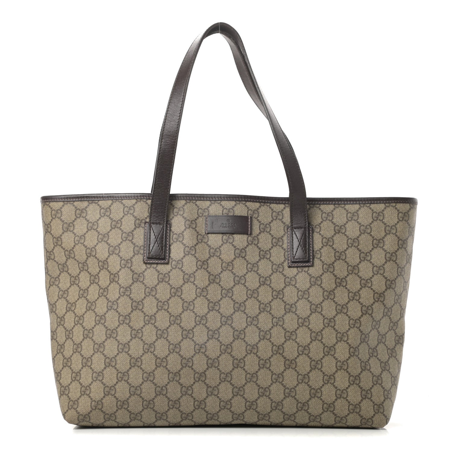 Gucci GG Supreme Monogram Medium Zippered Shopping Tote Dark Brown 1 of 15