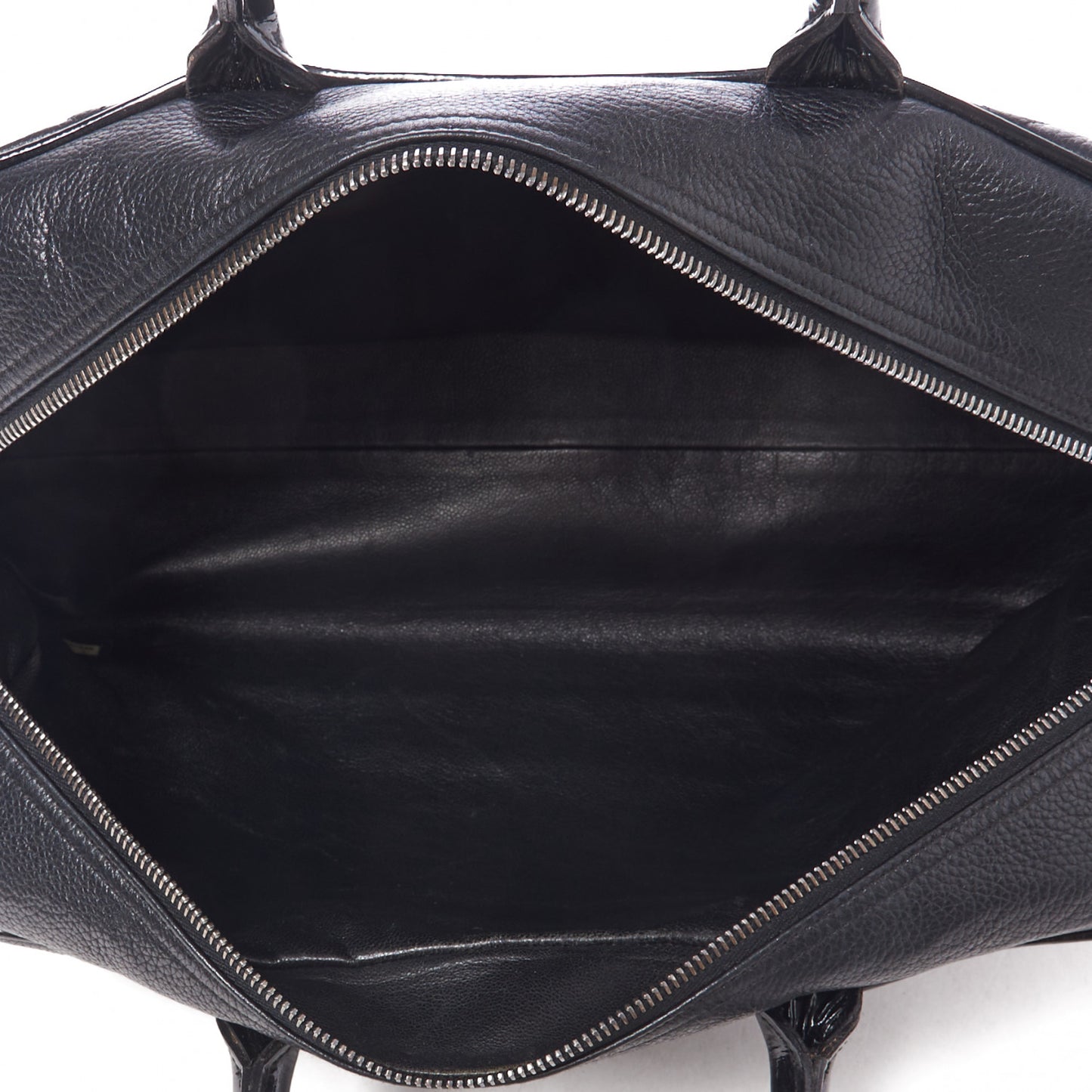 Calfskin Patent Quilted Large Bowler Black