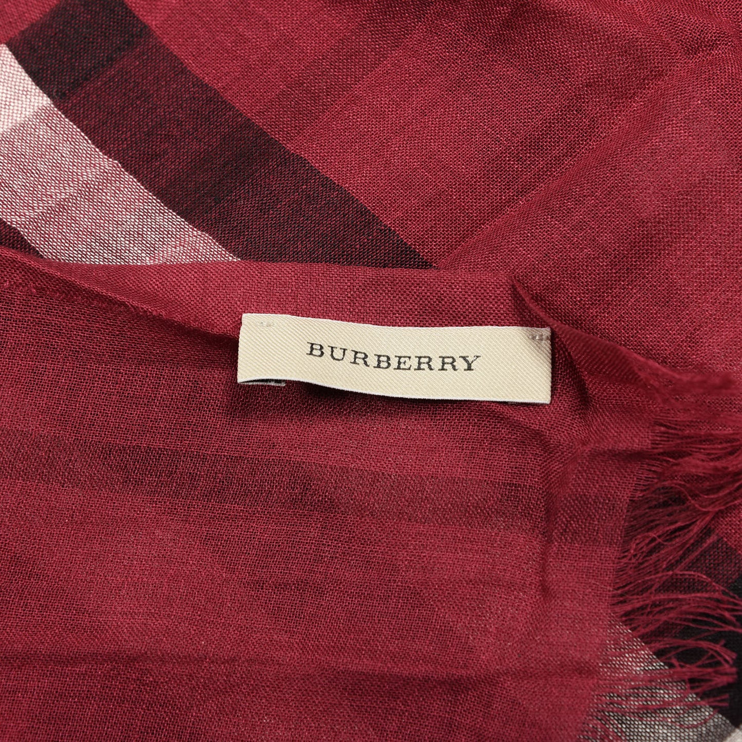Wool Silk Gauze Giant Check Scarf Fuchsia Pink