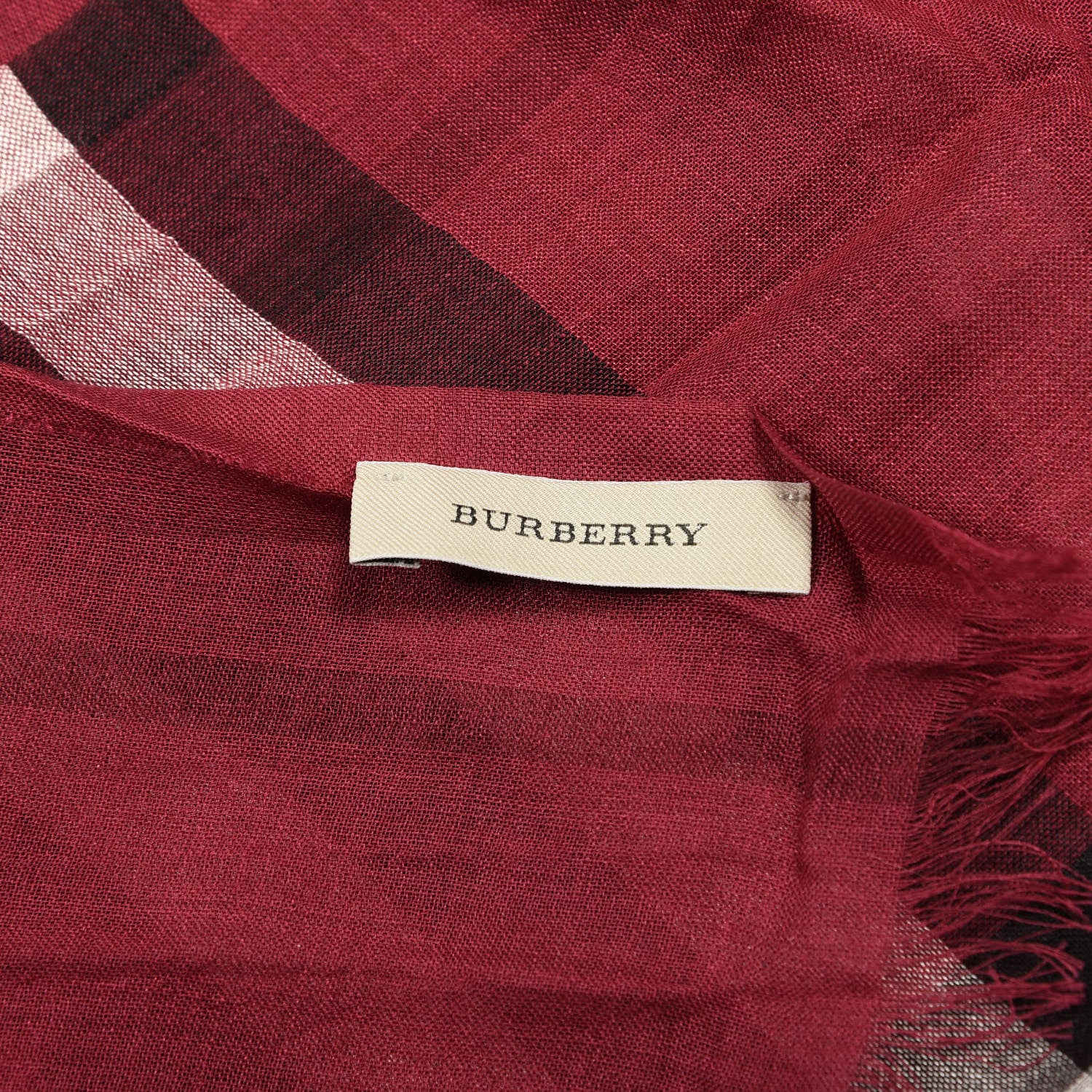 Burberry Wool Silk Gauze Giant Check Scarf Fuchsia Pink 3 of 4