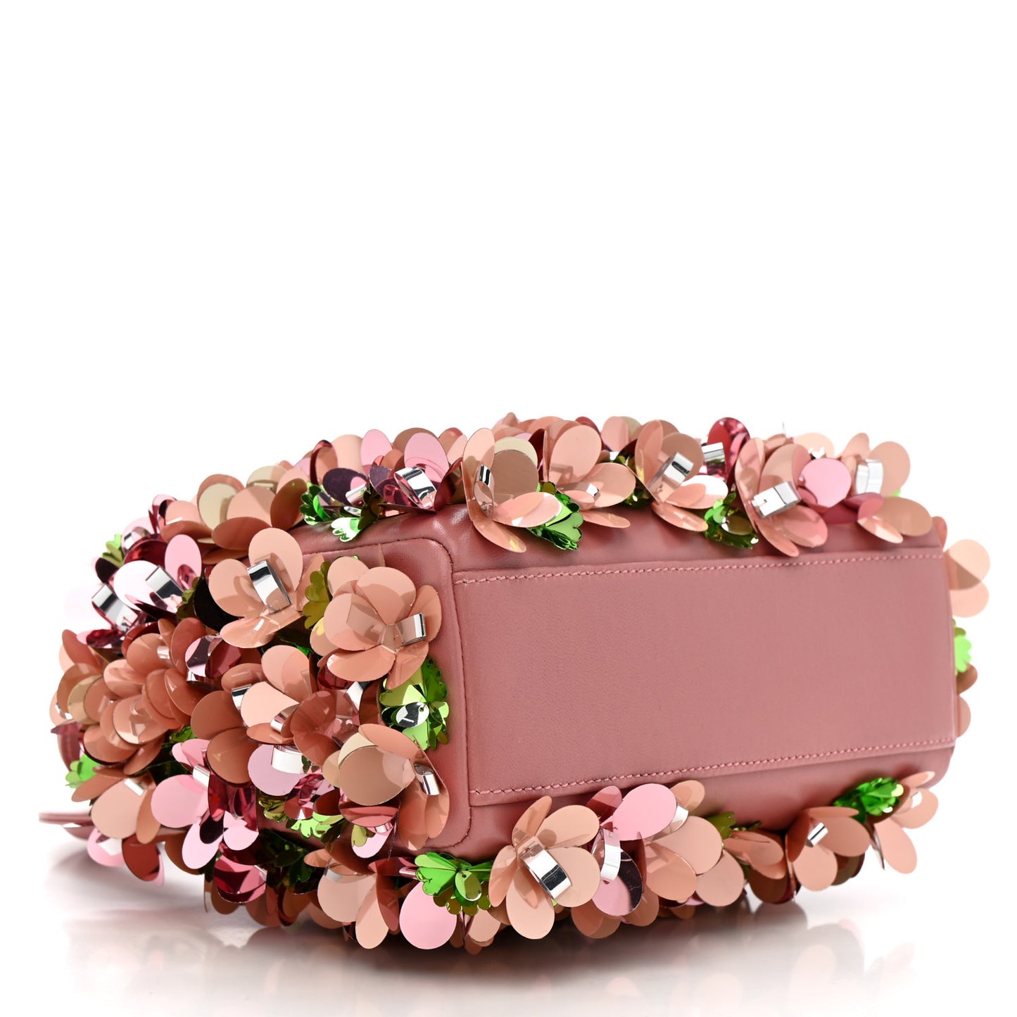 Calfskin Flower Charm Embellished Mini Lady Dior Pink