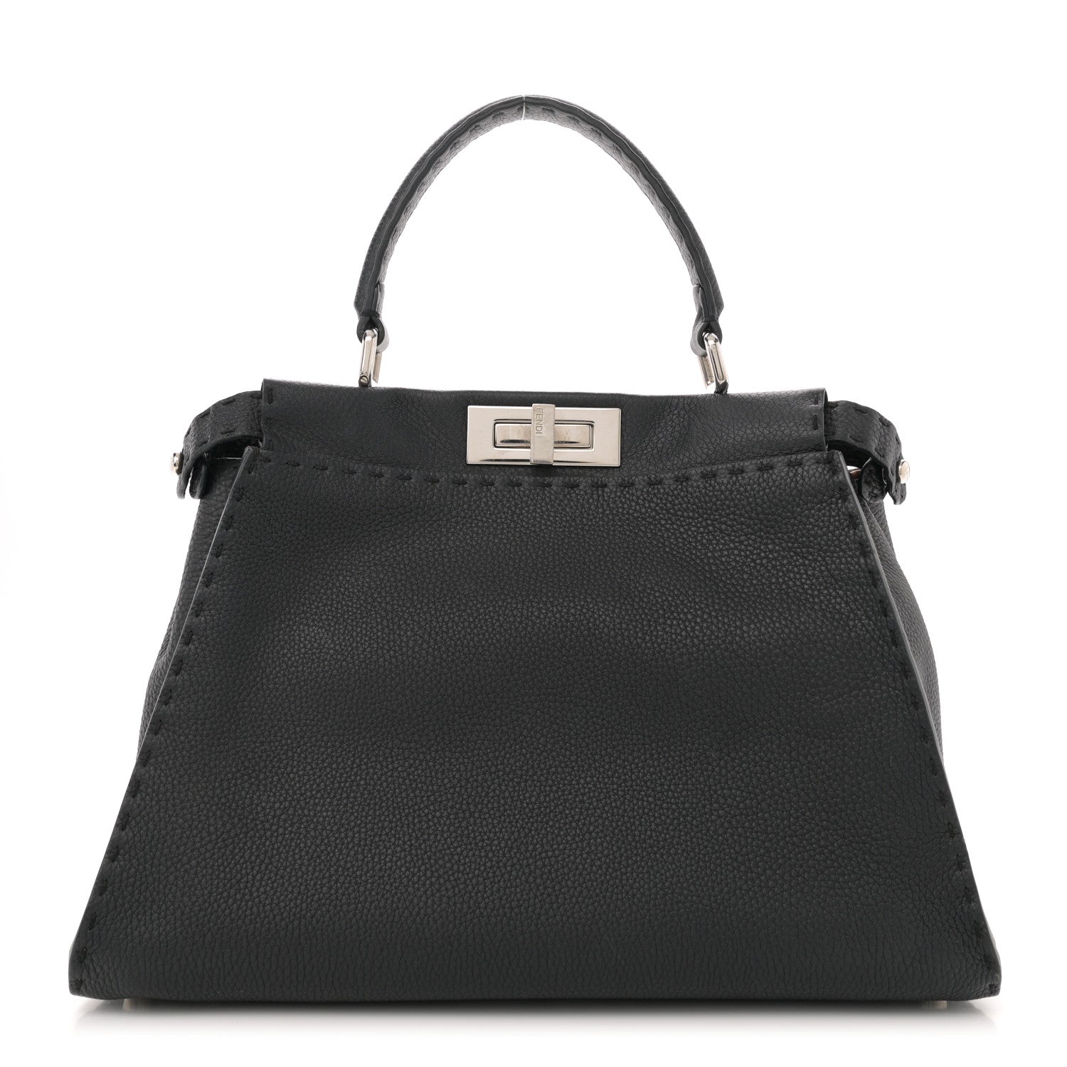 Fendi Cuoio Romano Selleria Bi-Color Medium Peekaboo Iconic Satchel Black Mou 1 of 13