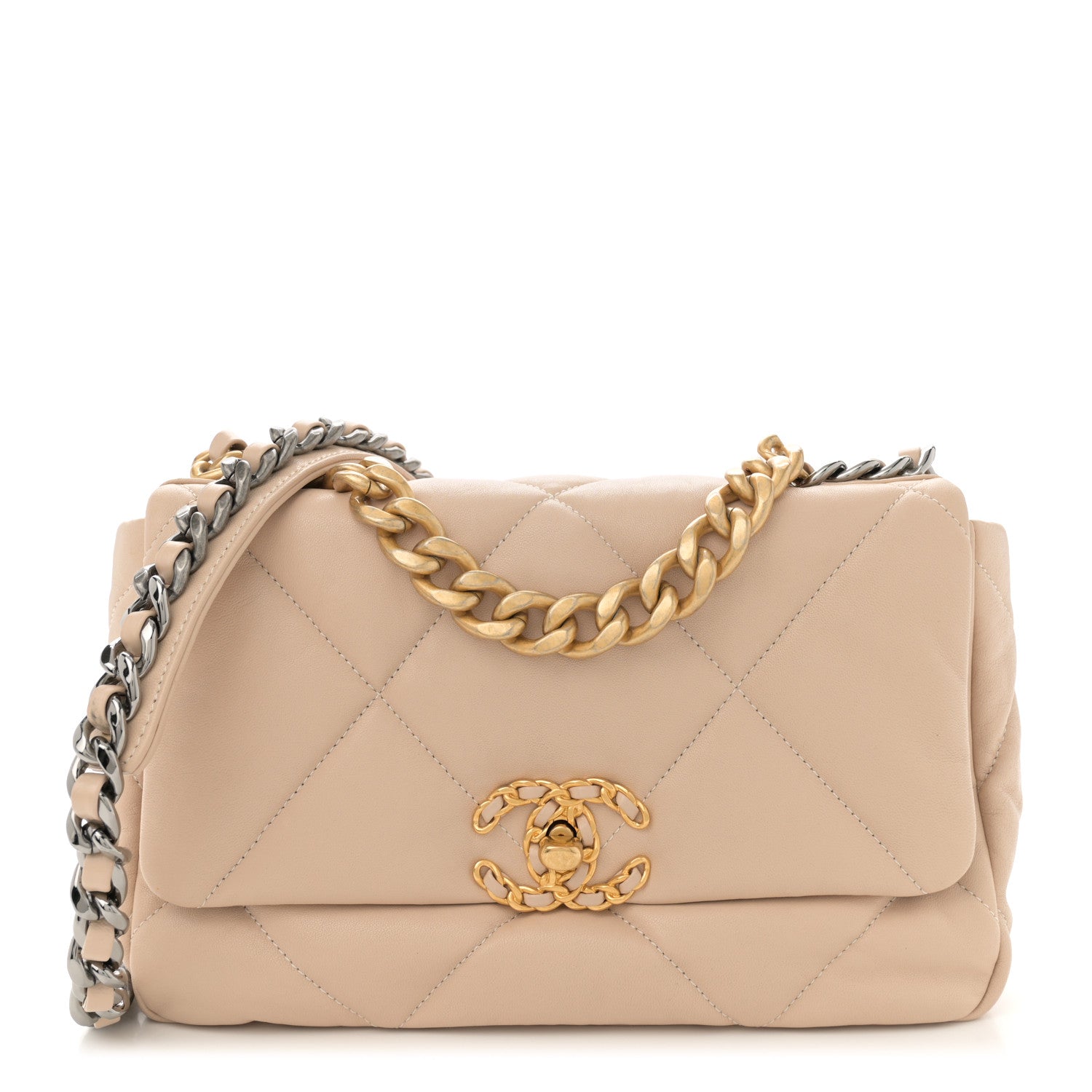 Chanel Lambskin Quilted Medium Chanel 19 Flap Beige 1 of 10