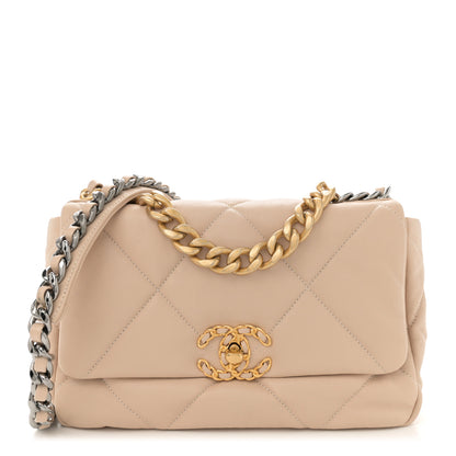 Chanel Lambskin Quilted Medium Chanel 19 Flap Beige 1 of 10