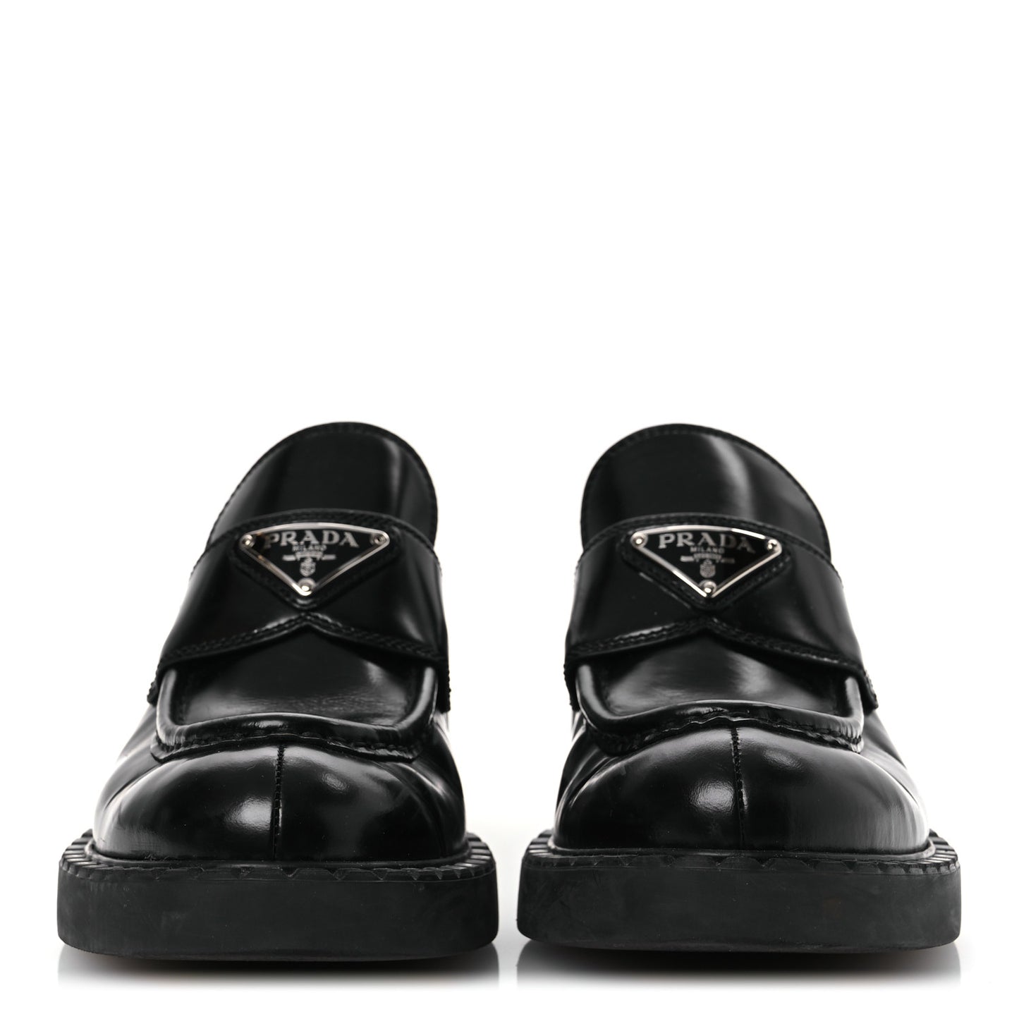 Spazzolato Metal Triangle Logo 50mm Loafers 37.5 Black
