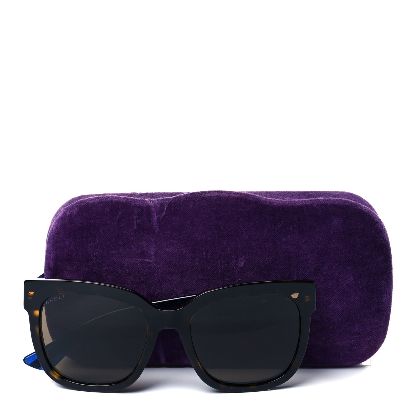 Square Frame Glitter Sunglasses GG0034SA Tortoise Blue