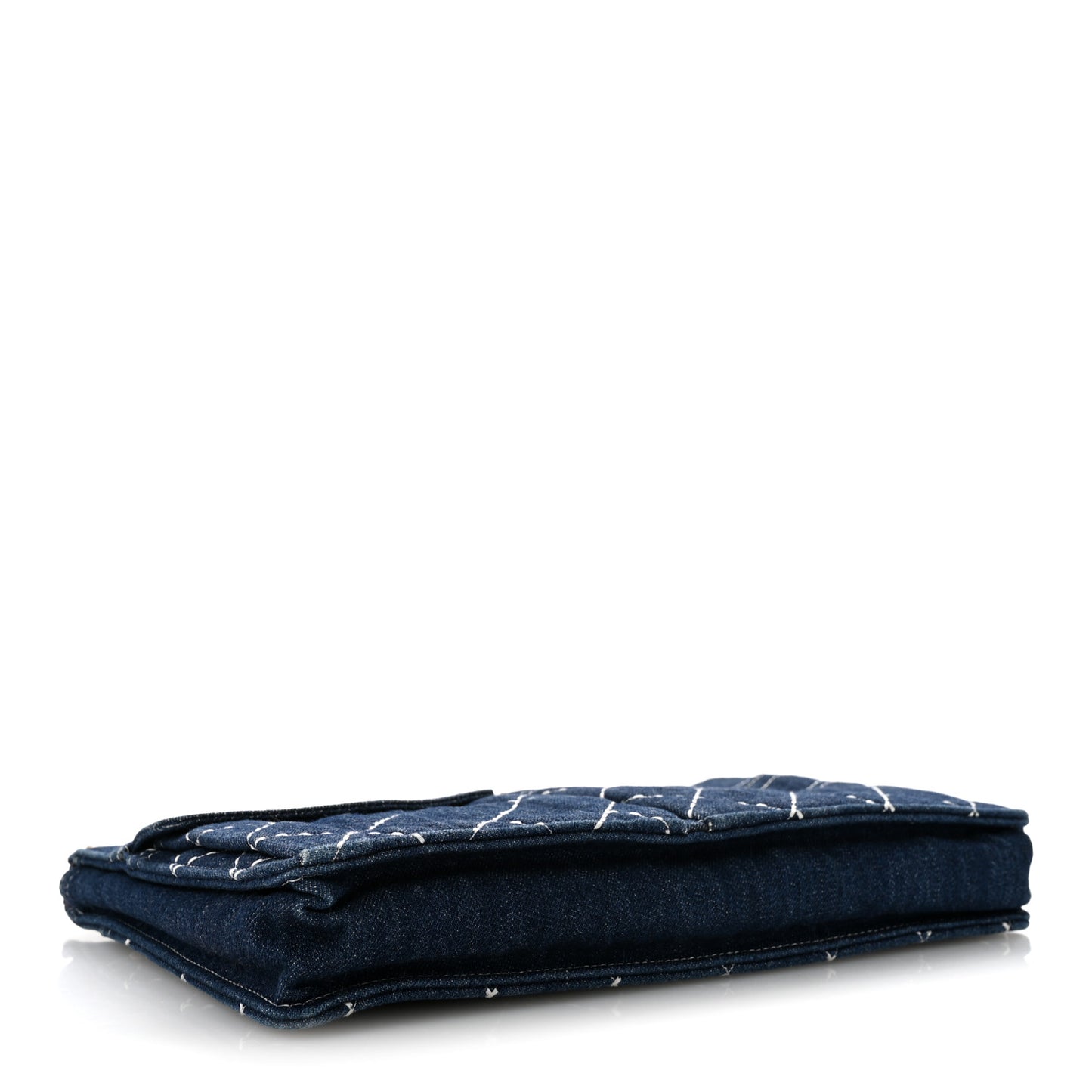 Denim Quilted Zipped Clutch Blue