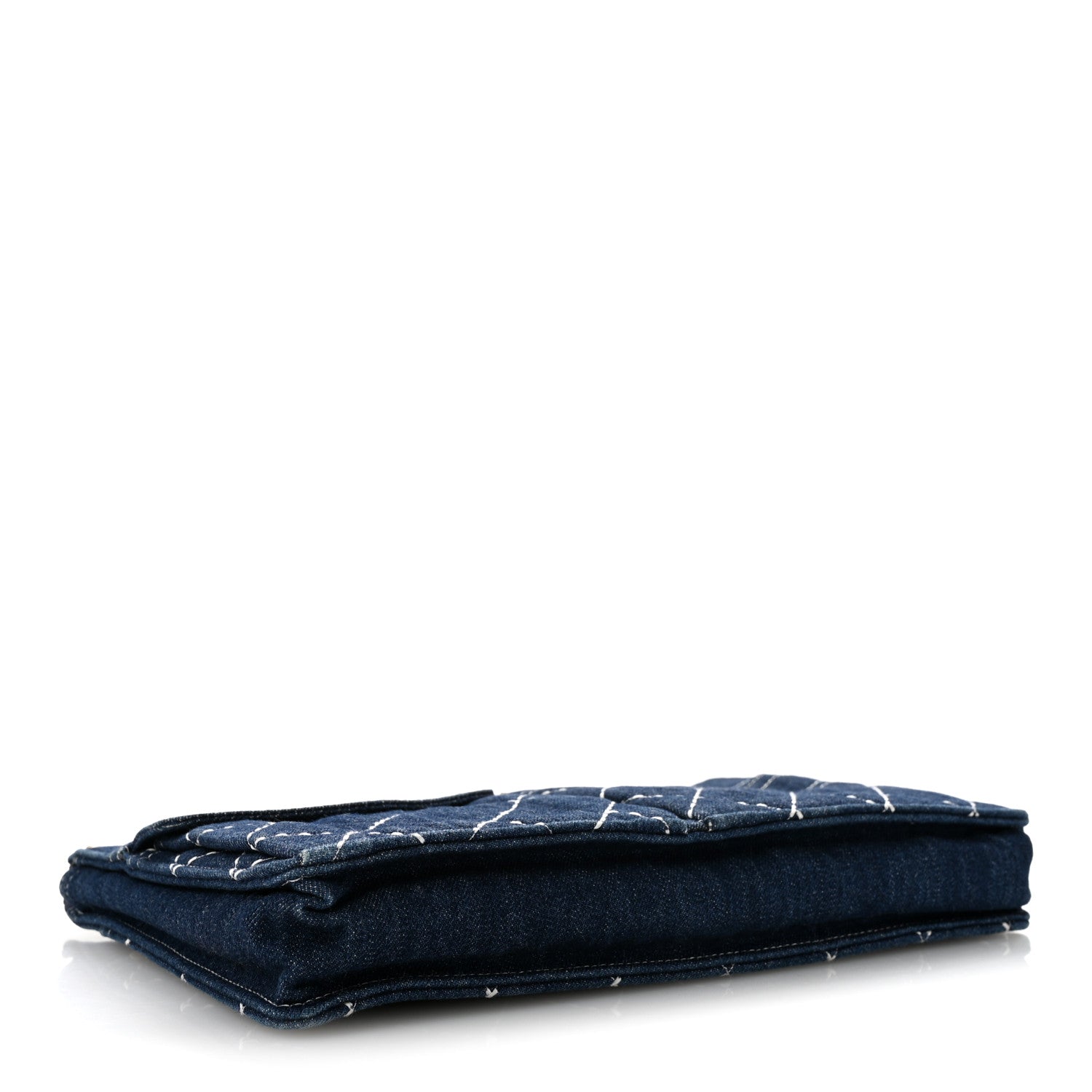Chanel Denim Quilted Zipped Clutch Blue 5 of 12