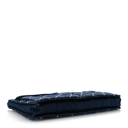 Chanel Denim Quilted Zipped Clutch Blue 5 of 12