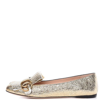 Gucci Galassia GG Marmont Fringe Flats 39.5 Platino 1 of 9