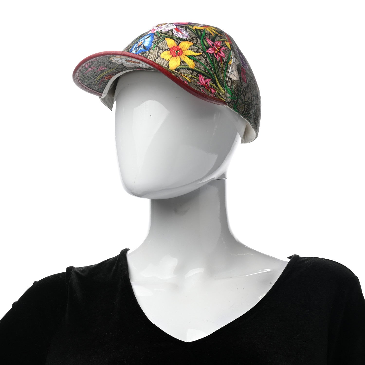 Gucci GG Supreme Flora Claudia Baseball Hat 58 L Red 2 of 10