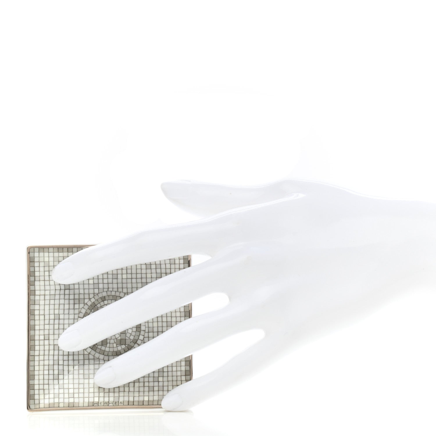 Hermes Porcelain Mosaique Au 24 Platinum Square Plate N°1 2 of 7