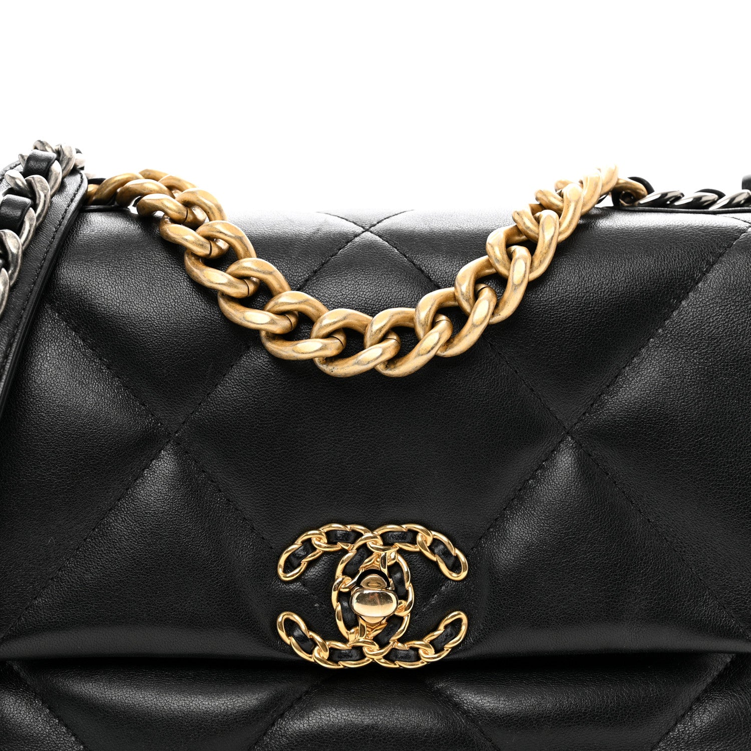 Chanel Shiny Goatskin Quilted Medium Chanel 19 Flap Black 5 of 10