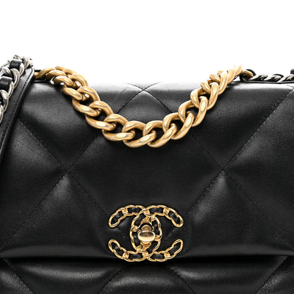 Chanel Shiny Goatskin Quilted Medium Chanel 19 Flap Black 5 of 10