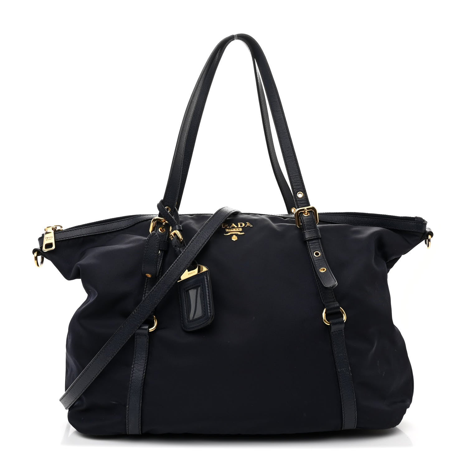 Prada Saffiano Tessuto Nylon Logo Shopping Tote Royal Blue 1 of 16