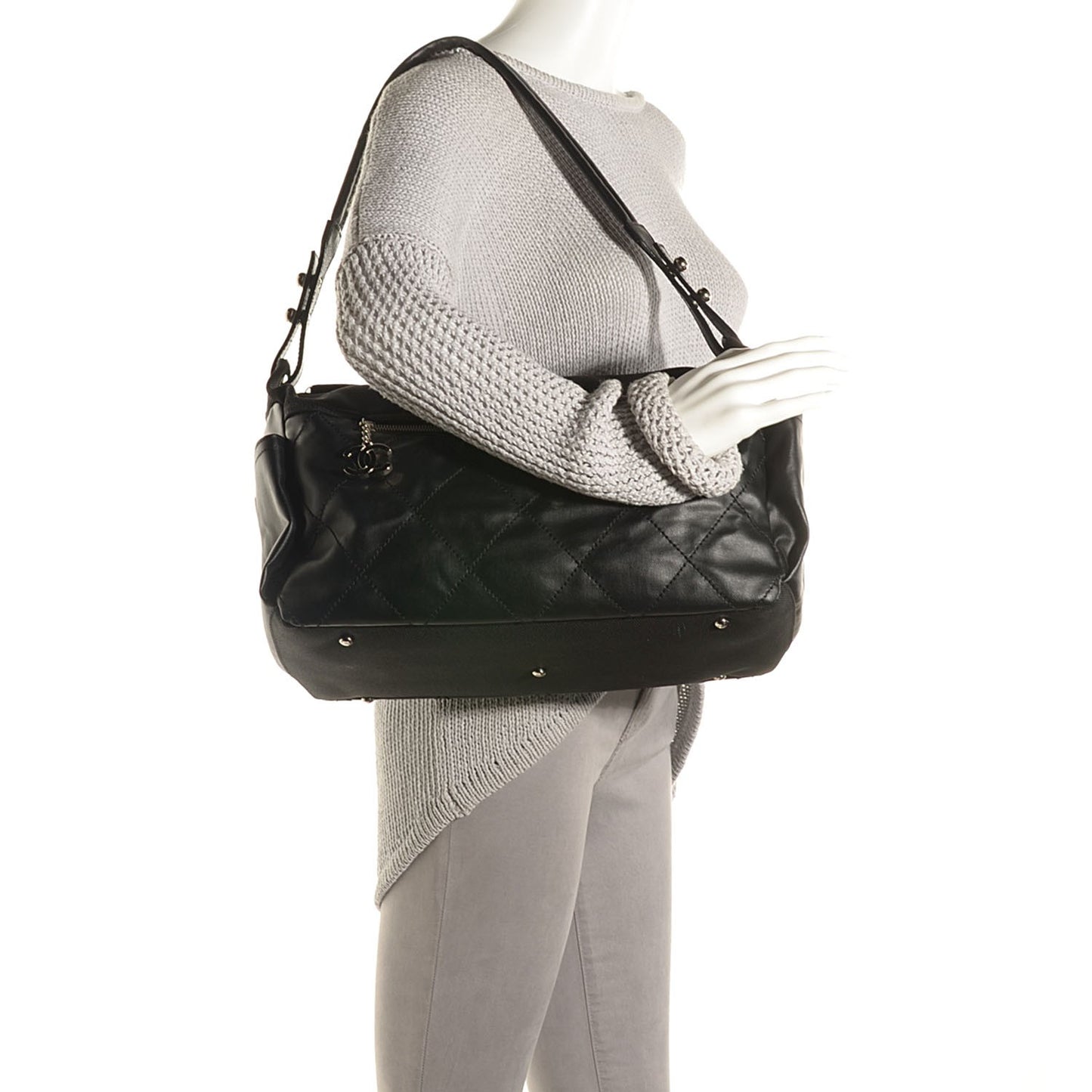 Coated Canvas Paris Biarritz Hobo Black