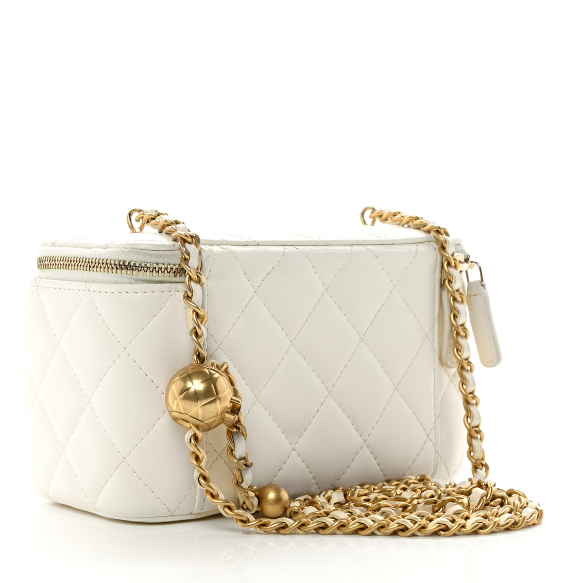 Chanel Lambskin Quilted Pearl Crush Small Vanity Case With Chain White 3 of 10