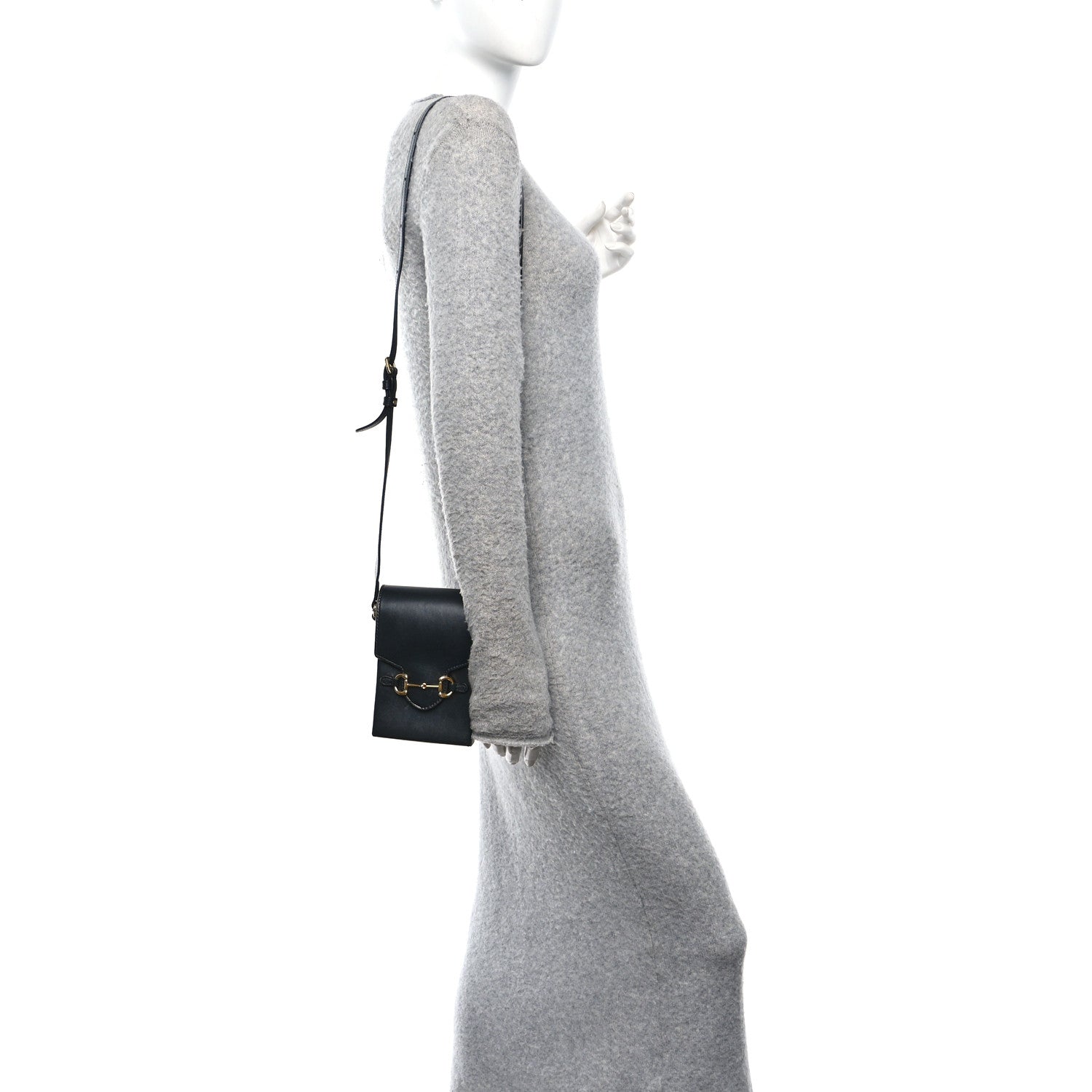 Gucci Boarded Plutone Calfskin Mini Horsebit 1955 Crossbody Bag Black 2 of 10