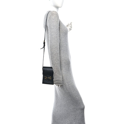Gucci Boarded Plutone Calfskin Mini Horsebit 1955 Crossbody Bag Black 2 of 10