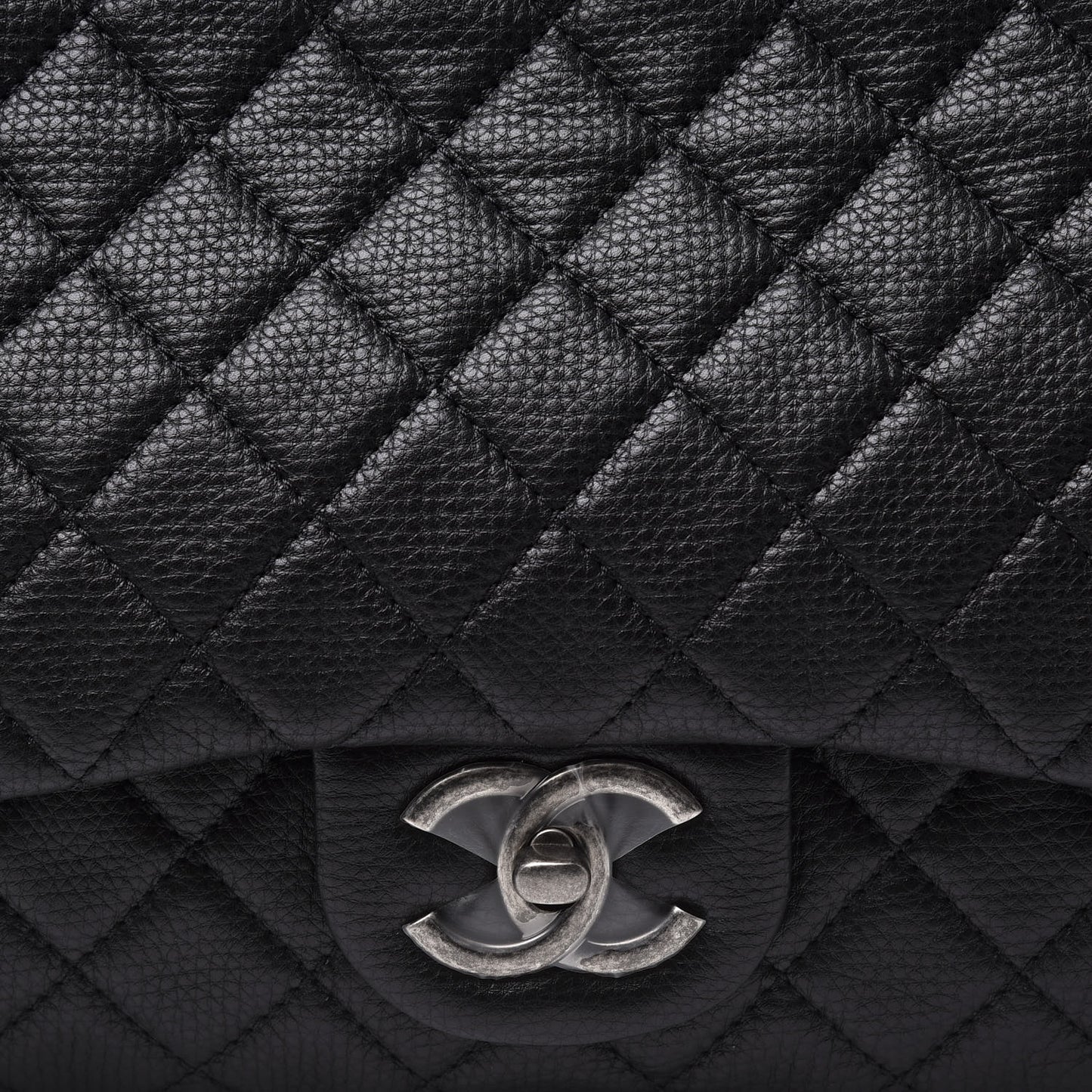 Calfskin Quilted XXL Travel Flap Bag Black