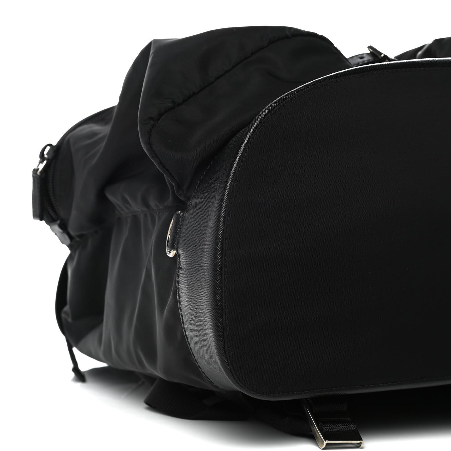 Technical Nylon Saffiano Double Buckle Backpack Black
