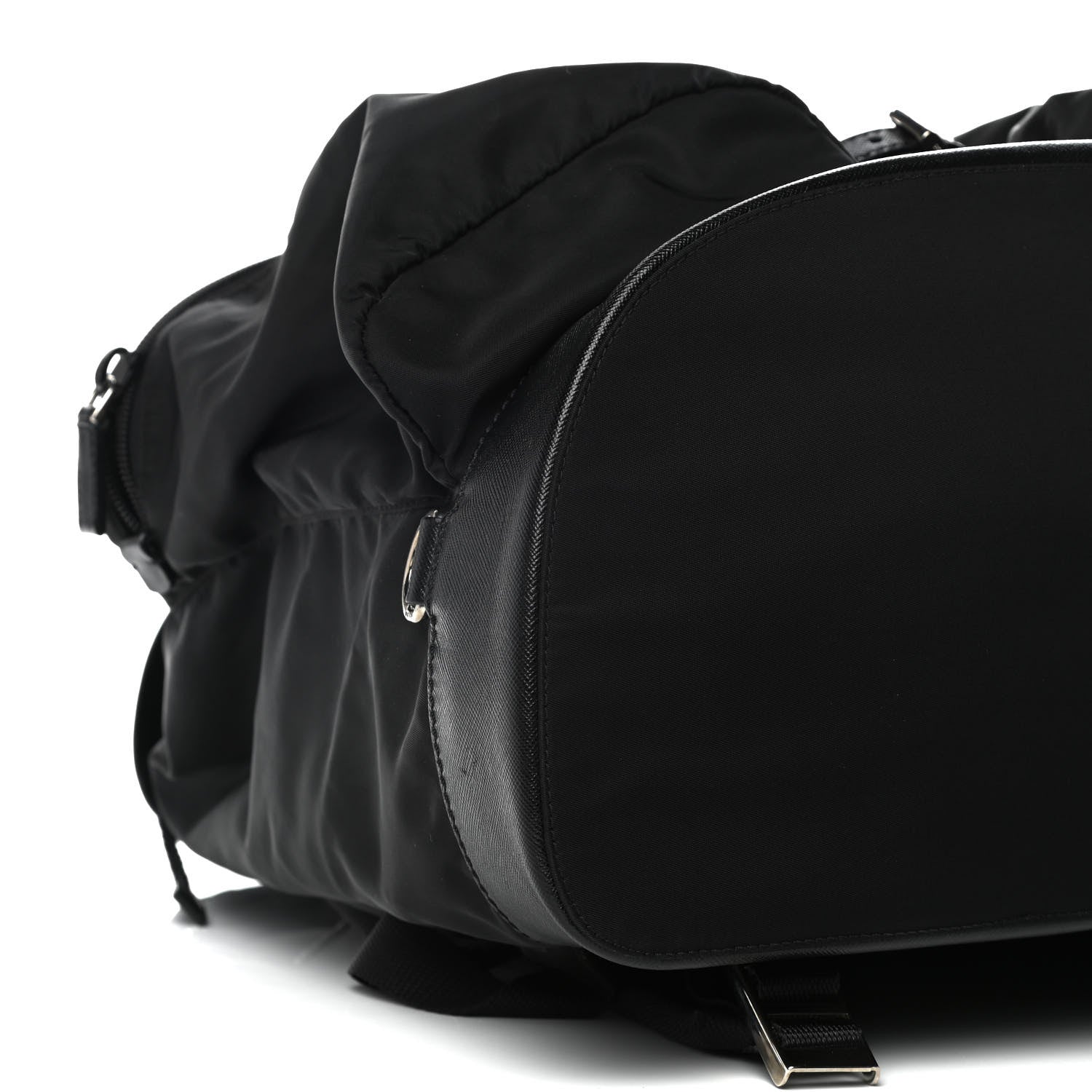 Prada Technical Nylon Saffiano Double Buckle Backpack Black 4 of 14