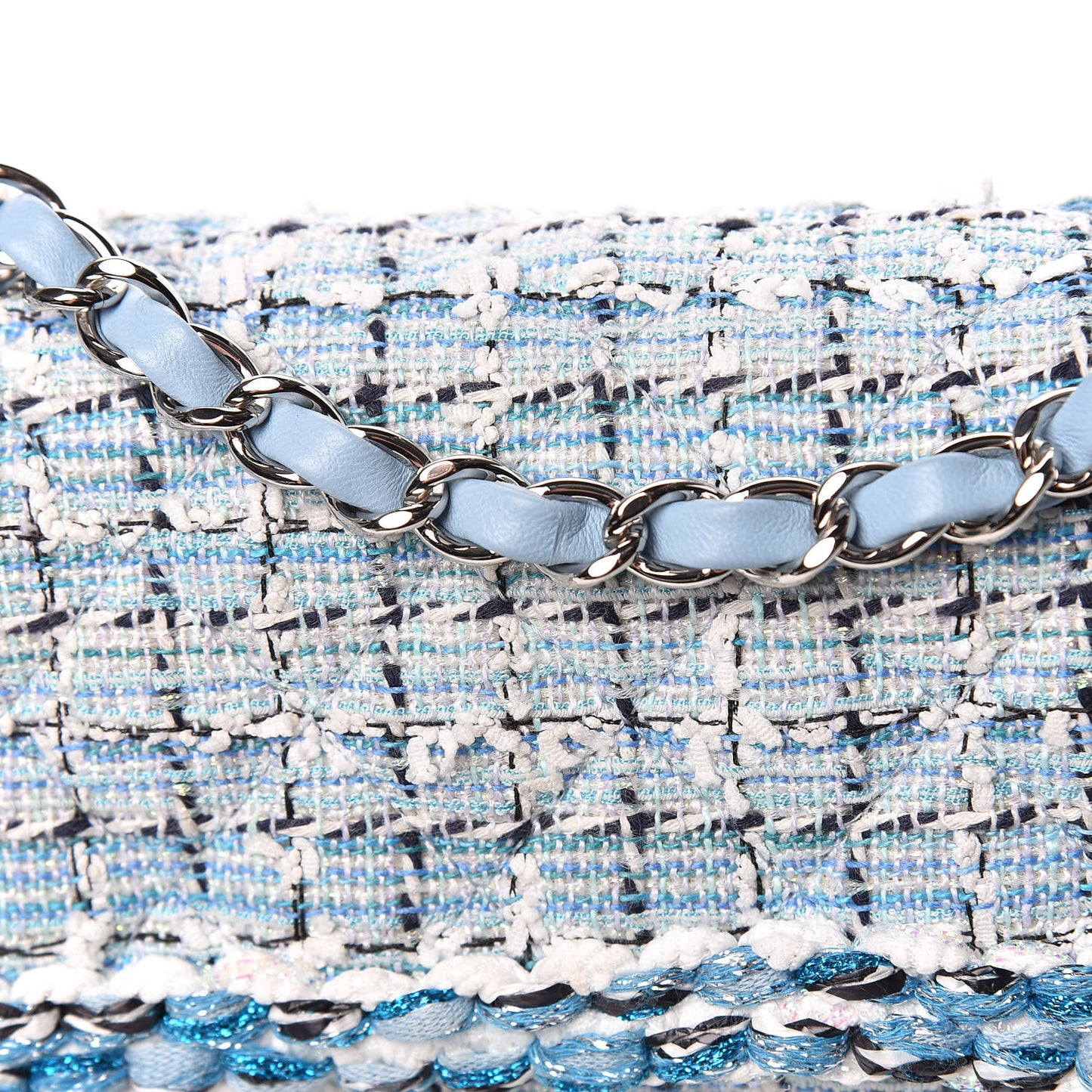 Tweed Braid Mini Flap Blue White Navy