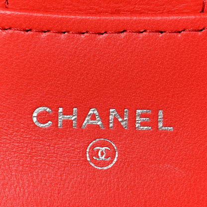 Chanel Lambskin Quilted Flap Card Holder Wallet Red 6 of 7