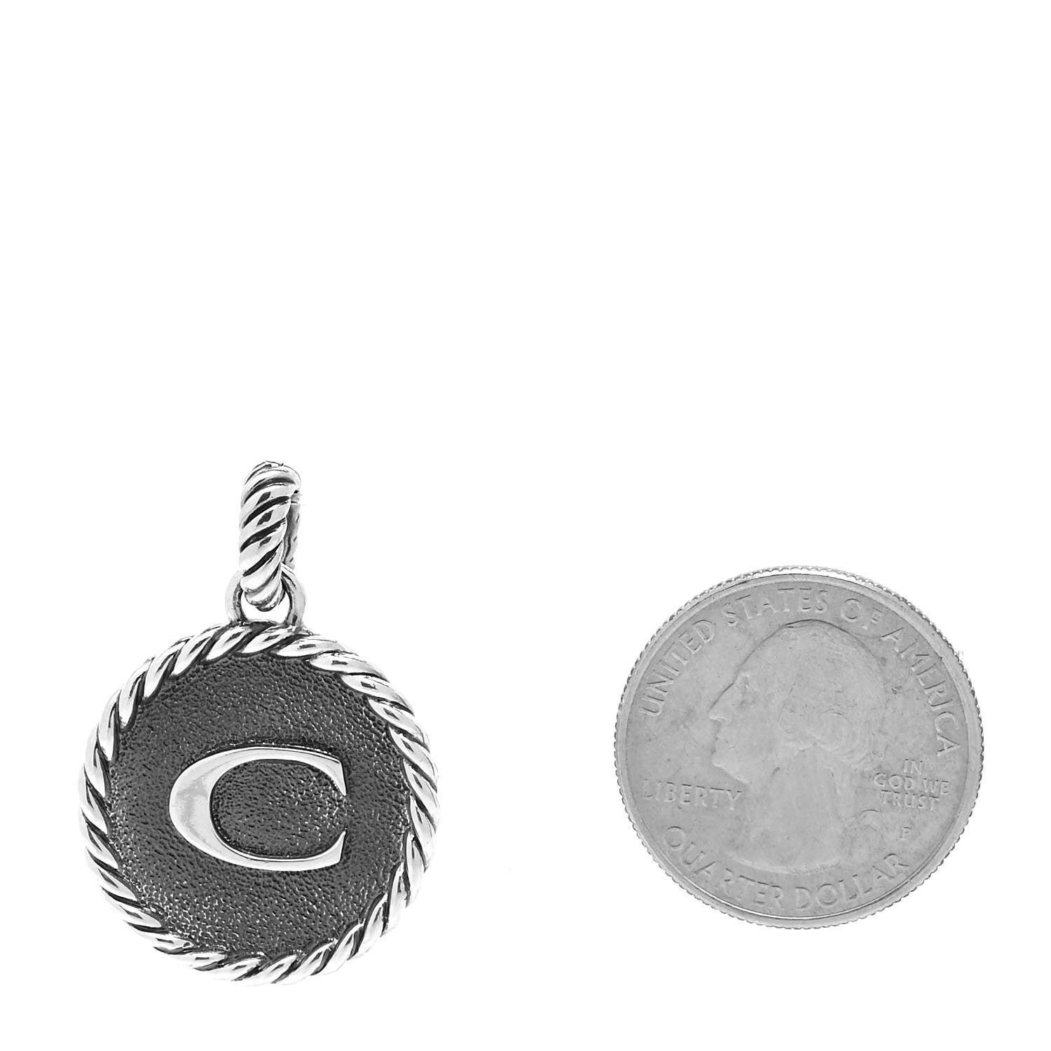 David Yurman Sterling Silver Cable Collectibles Initial C Charm Pendant 2 of 4