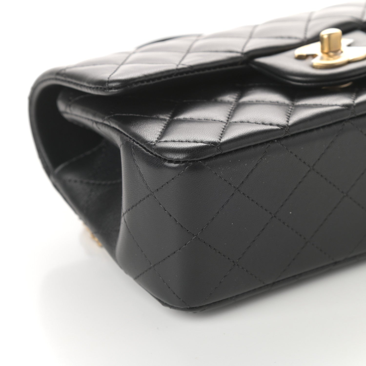 Chanel Lambskin Quilted Mini Top Handle Rectangular Flap Black 8 of 9