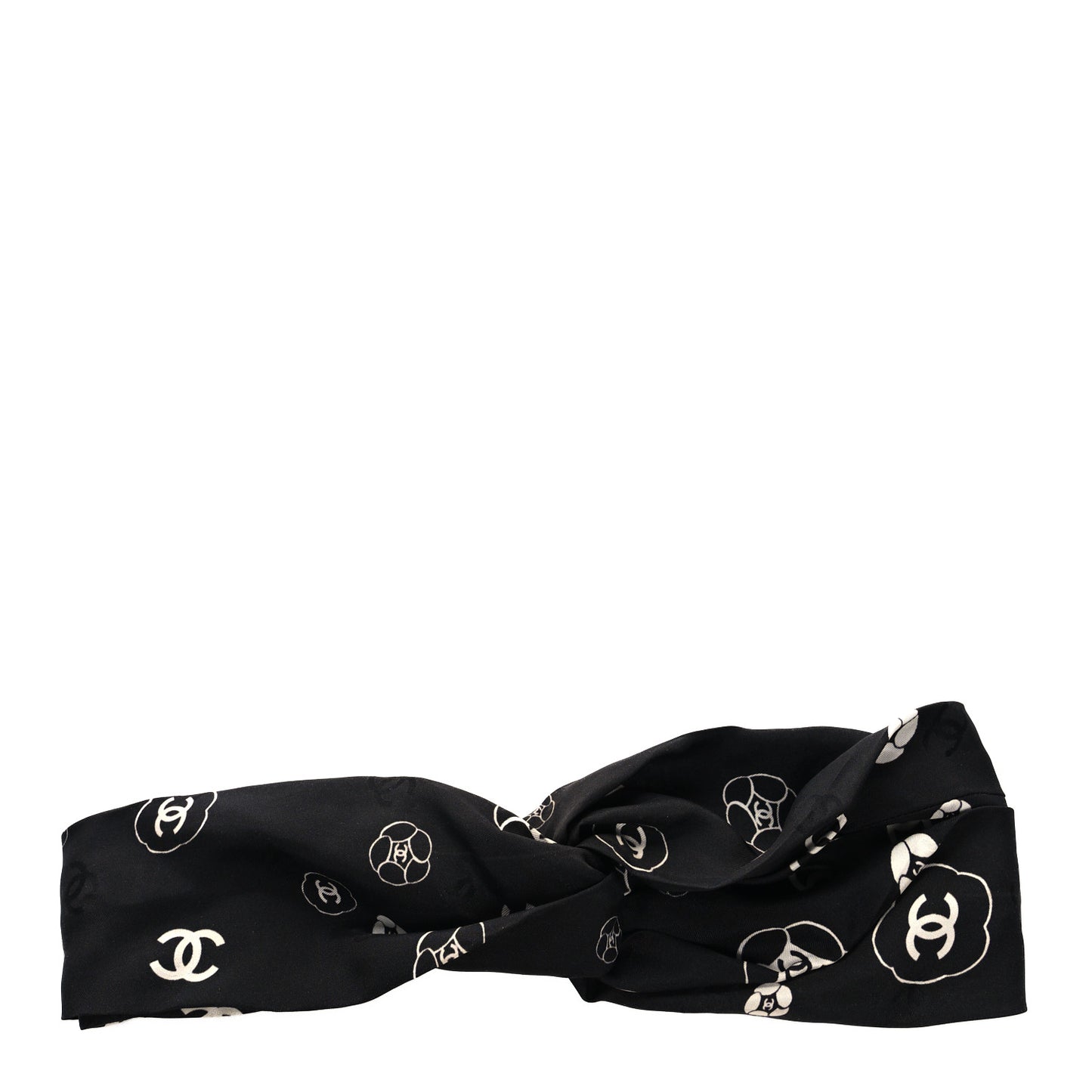 Silk Twill CC Hair Headband Black White